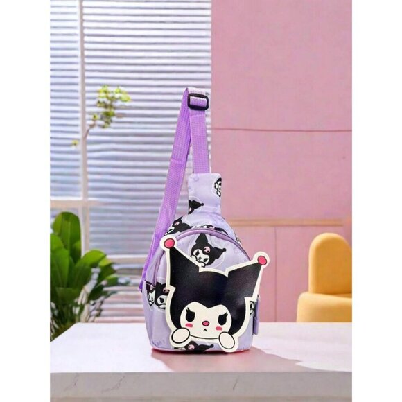Sanrio Cartoon Pattern Jade Dog Purple Melody One Shoulder Crossbody Chest Bag - Picture 4 of 4